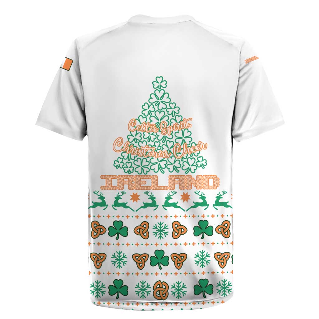 Ireland Christmas Rugby Jersey with Celtic Knot Shamrock and Tricolor Holiday Pattern - Wonder Print Shop