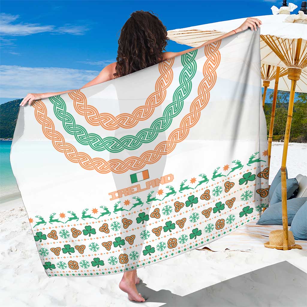 Ireland Christmas Sarong with Celtic Knot Shamrock and Tricolor Holiday Pattern - Wonder Print Shop