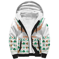 Ireland Christmas Sherpa Hoodie with Celtic Knot Shamrock and Tricolor Holiday Pattern - Wonder Print Shop