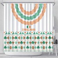 Ireland Christmas Shower Curtain with Celtic Knot Shamrock and Tricolor Holiday Pattern - Wonder Print Shop