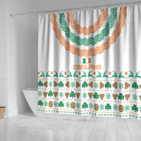 Ireland Christmas Shower Curtain with Celtic Knot Shamrock and Tricolor Holiday Pattern - Wonder Print Shop