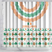 Ireland Christmas Shower Curtain with Celtic Knot Shamrock and Tricolor Holiday Pattern - Wonder Print Shop
