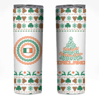 Ireland Christmas Skinny Tumbler with Celtic Knot Shamrock and Tricolor Holiday Pattern - Wonder Print Shop