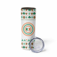 Ireland Christmas Skinny Tumbler with Celtic Knot Shamrock and Tricolor Holiday Pattern - Wonder Print Shop