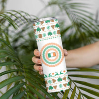 Ireland Christmas Skinny Tumbler with Celtic Knot Shamrock and Tricolor Holiday Pattern - Wonder Print Shop