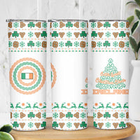 Ireland Christmas Skinny Tumbler with Celtic Knot Shamrock and Tricolor Holiday Pattern - Wonder Print Shop