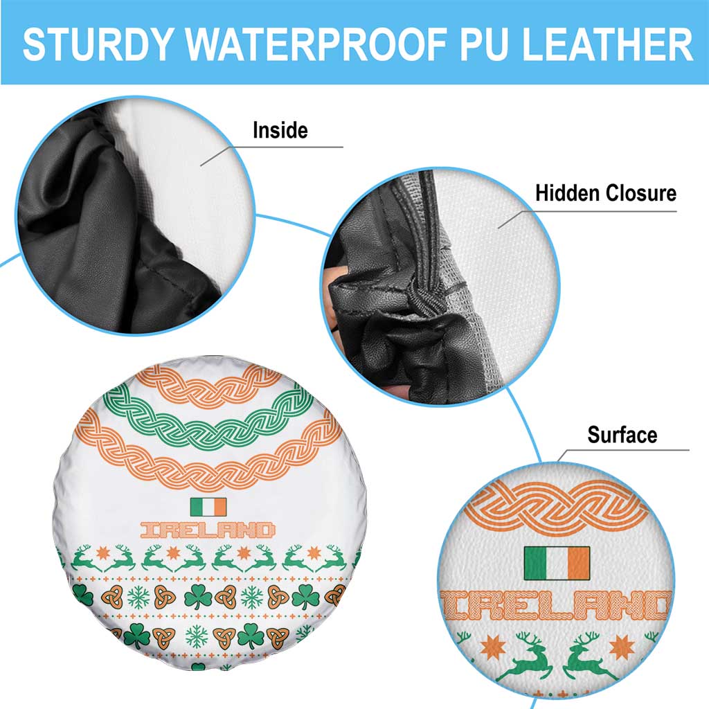 Ireland Christmas Spare Tire Cover with Celtic Knot Shamrock and Tricolor Holiday Pattern - Wonder Print Shop