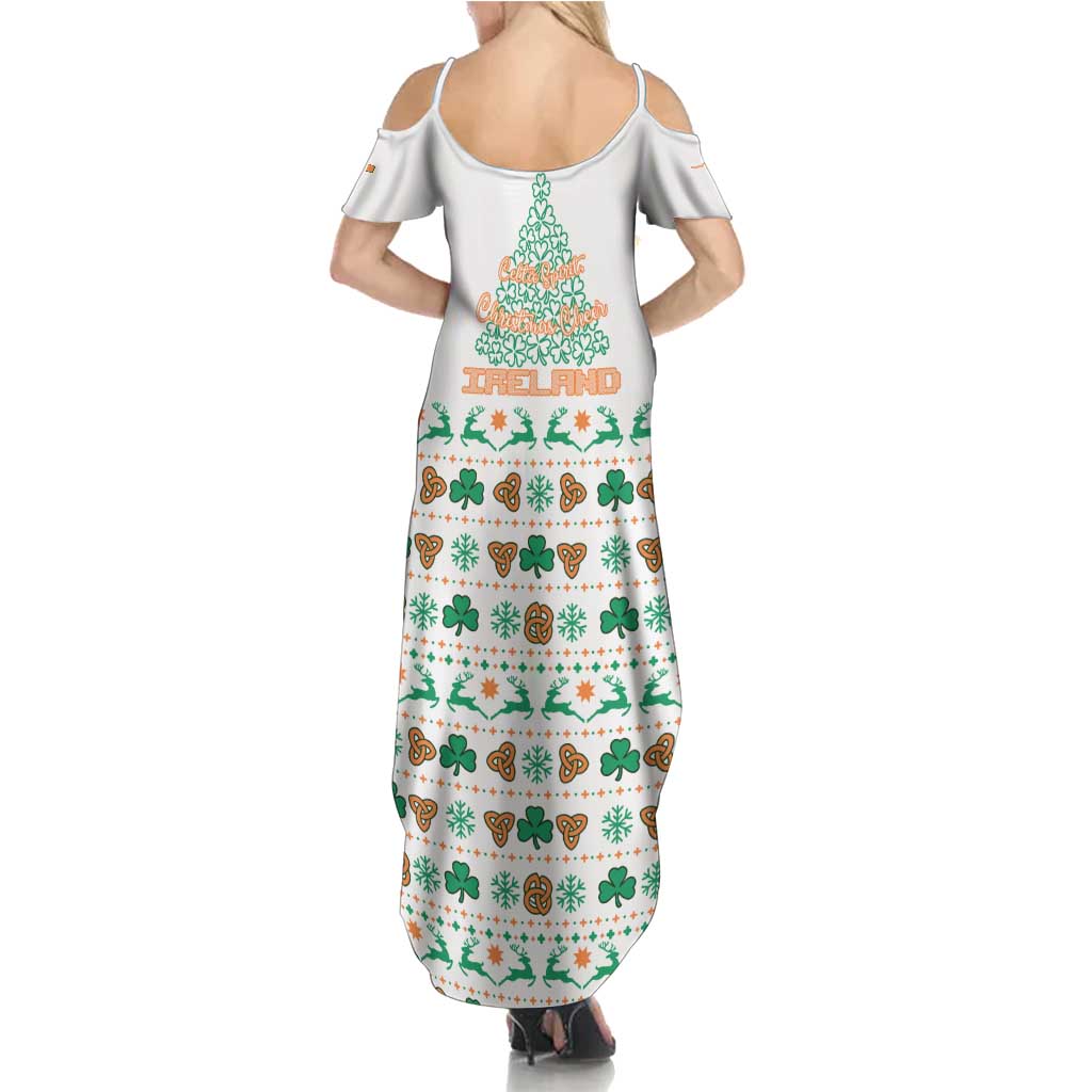 Ireland Christmas Summer Maxi Dress with Celtic Knot Shamrock and Tricolor Holiday Pattern - Wonder Print Shop