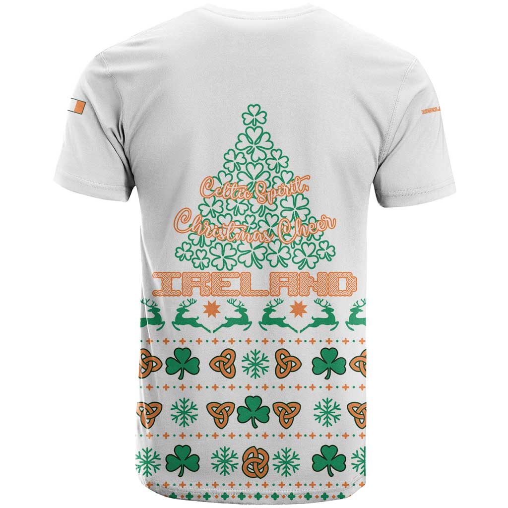 Ireland Christmas T Shirt with Celtic Knot Shamrock and Tricolor Holiday Pattern - Wonder Print Shop