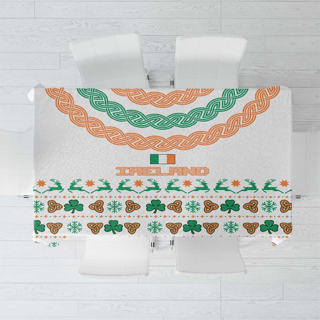 Ireland Christmas Tablecloth with Celtic Knot Shamrock and Tricolor Holiday Pattern - Wonder Print Shop