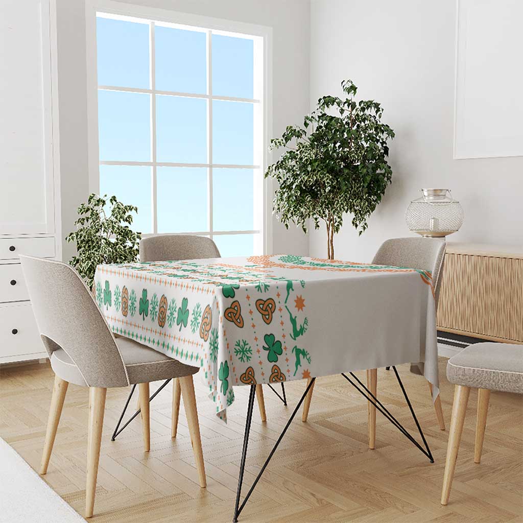 Ireland Christmas Tablecloth with Celtic Knot Shamrock and Tricolor Holiday Pattern - Wonder Print Shop