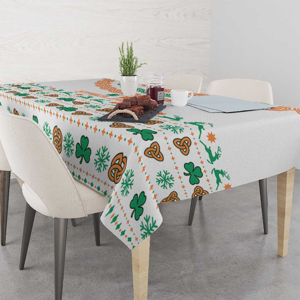 Ireland Christmas Tablecloth with Celtic Knot Shamrock and Tricolor Holiday Pattern - Wonder Print Shop