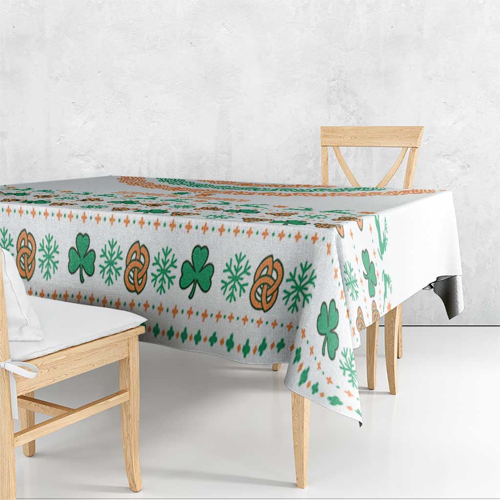 Ireland Christmas Tablecloth with Celtic Knot Shamrock and Tricolor Holiday Pattern - Wonder Print Shop