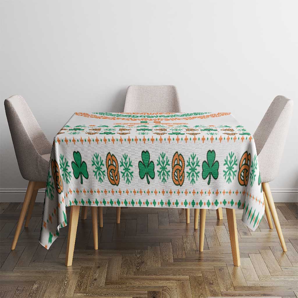 Ireland Christmas Tablecloth with Celtic Knot Shamrock and Tricolor Holiday Pattern - Wonder Print Shop
