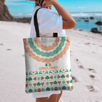 Ireland Christmas Tote Bag with Celtic Knot Shamrock and Tricolor Holiday Pattern - Wonder Print Shop