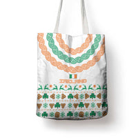 Ireland Christmas Tote Bag with Celtic Knot Shamrock and Tricolor Holiday Pattern - Wonder Print Shop