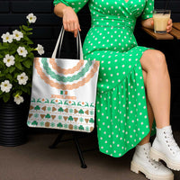 Ireland Christmas Tote Bag with Celtic Knot Shamrock and Tricolor Holiday Pattern - Wonder Print Shop
