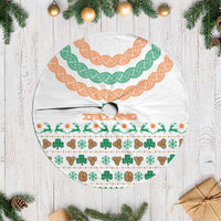 Ireland Christmas Tree Skirt with Celtic Knot Shamrock and Tricolor Holiday Pattern - Wonder Print Shop