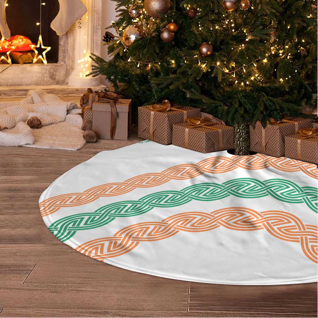 Ireland Christmas Tree Skirt with Celtic Knot Shamrock and Tricolor Holiday Pattern - Wonder Print Shop
