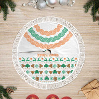 Ireland Christmas Tree Skirt with Celtic Knot Shamrock and Tricolor Holiday Pattern - Wonder Print Shop