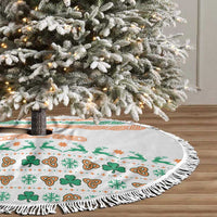 Ireland Christmas Tree Skirt with Celtic Knot Shamrock and Tricolor Holiday Pattern - Wonder Print Shop
