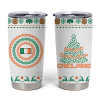 Ireland Christmas Tumbler Cup with Celtic Knot Shamrock and Tricolor Holiday Pattern - Wonder Print Shop