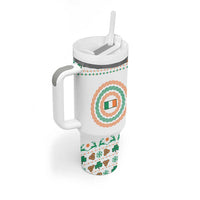 Ireland Christmas Tumbler With Handle with Celtic Knot Shamrock and Tricolor Holiday Pattern - Wonder Print Shop