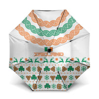 Ireland Christmas Umbrella with Celtic Knot Shamrock and Tricolor Holiday Pattern - Wonder Print Shop