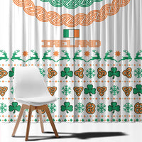Ireland Christmas Window Curtain with Celtic Knot Shamrock and Tricolor Holiday Pattern - Wonder Print Shop