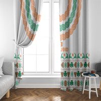 Ireland Christmas Window Curtain with Celtic Knot Shamrock and Tricolor Holiday Pattern - Wonder Print Shop