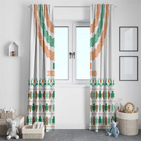 Ireland Christmas Window Curtain with Celtic Knot Shamrock and Tricolor Holiday Pattern - Wonder Print Shop