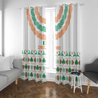 Ireland Christmas Window Curtain with Celtic Knot Shamrock and Tricolor Holiday Pattern - Wonder Print Shop