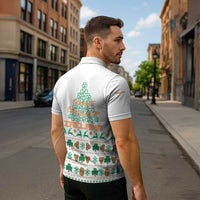 Ireland Christmas Zipper Polo Shirt with Celtic Knot Shamrock and Tricolor Holiday Pattern - Wonder Print Shop