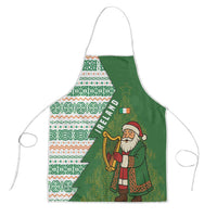 Ireland Christmas Apron with Celtic Harp Santa and Green Holiday Pattern - Wonder Print Shop