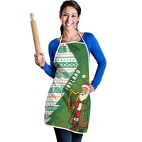 Ireland Christmas Apron with Celtic Harp Santa and Green Holiday Pattern - Wonder Print Shop