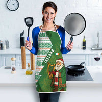 Ireland Christmas Apron with Celtic Harp Santa and Green Holiday Pattern - Wonder Print Shop