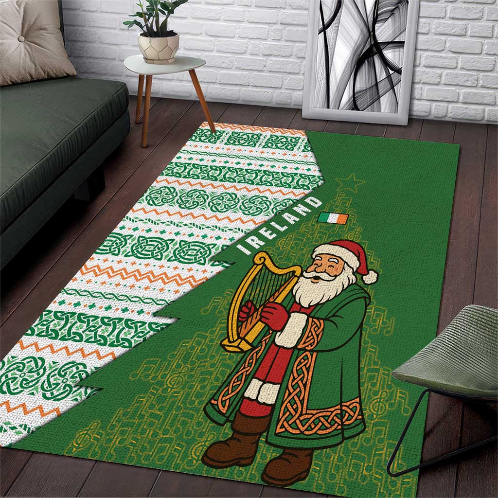 Ireland Christmas Area Rug with Celtic Harp Santa and Green Holiday Pattern - Wonder Print Shop