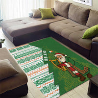 Ireland Christmas Area Rug with Celtic Harp Santa and Green Holiday Pattern - Wonder Print Shop