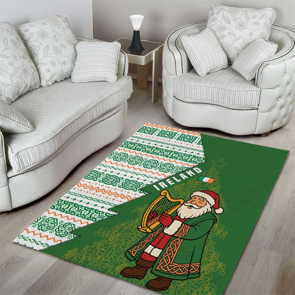 Ireland Christmas Area Rug with Celtic Harp Santa and Green Holiday Pattern - Wonder Print Shop