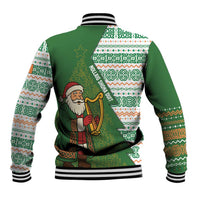Ireland Christmas Baseball Jacket with Celtic Harp Santa and Green Holiday Pattern - Wonder Print Shop