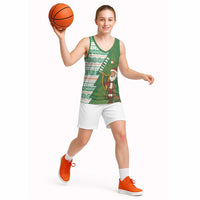 Ireland Christmas Basketball Jersey with Celtic Harp Santa and Green Holiday Pattern - Wonder Print Shop