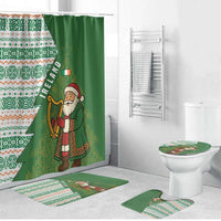 Ireland Christmas Bathroom Set with Celtic Harp Santa and Green Holiday Pattern - Wonder Print Shop