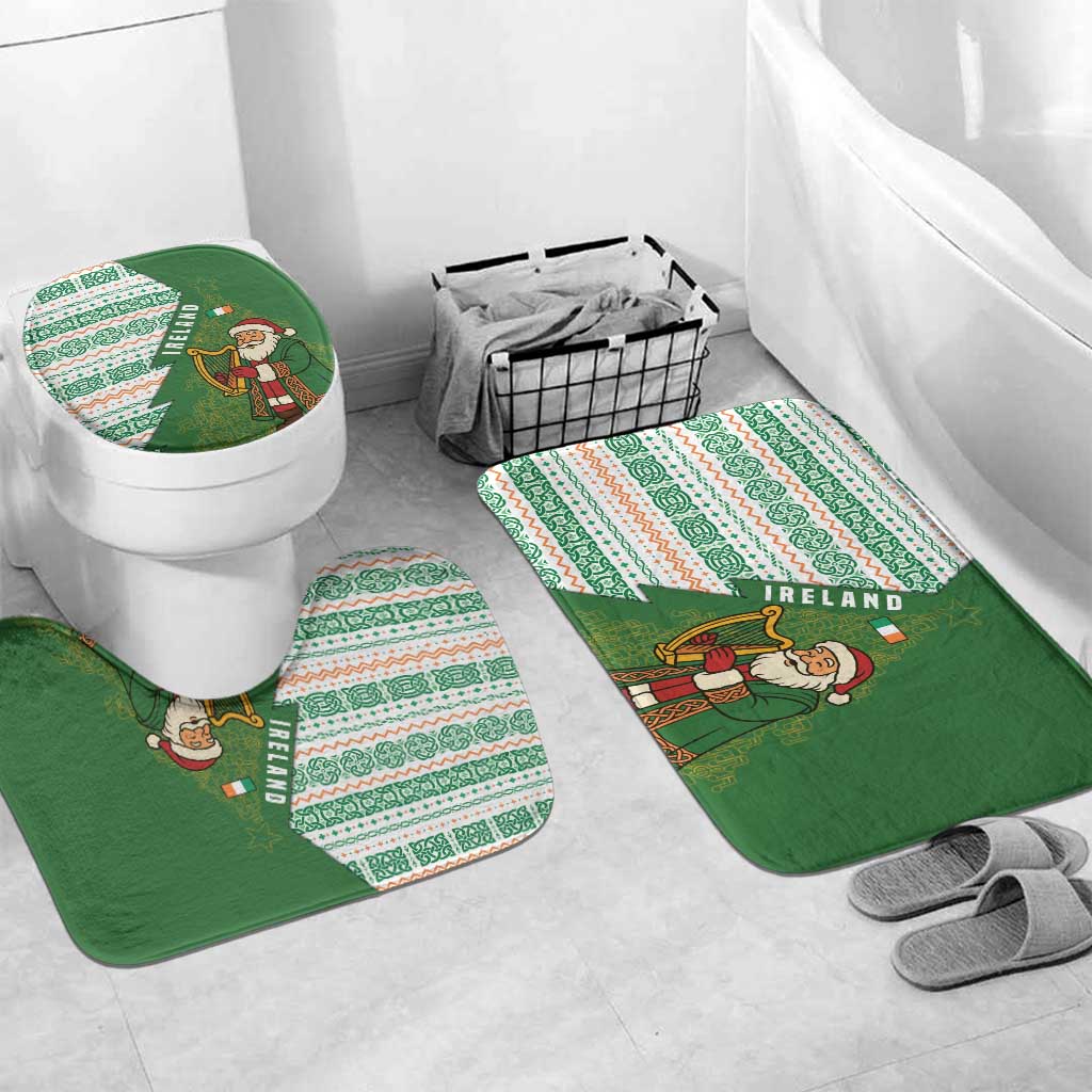 Ireland Christmas Bathroom Set with Celtic Harp Santa and Green Holiday Pattern - Wonder Print Shop