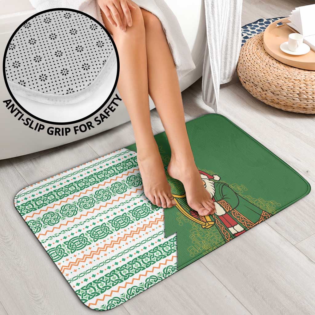 Ireland Christmas Bathroom Set with Celtic Harp Santa and Green Holiday Pattern - Wonder Print Shop