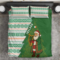 Ireland Christmas Bedding Set with Celtic Harp Santa and Green Holiday Pattern - Wonder Print Shop