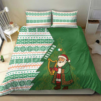 Ireland Christmas Bedding Set with Celtic Harp Santa and Green Holiday Pattern - Wonder Print Shop