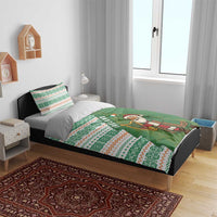 Ireland Christmas Bedding Set with Celtic Harp Santa and Green Holiday Pattern - Wonder Print Shop