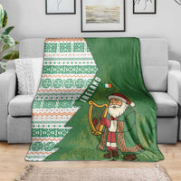 Ireland Christmas Blanket with Celtic Harp Santa and Green Holiday Pattern - Wonder Print Shop