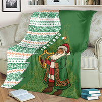 Ireland Christmas Blanket with Celtic Harp Santa and Green Holiday Pattern - Wonder Print Shop
