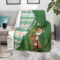 Ireland Christmas Blanket with Celtic Harp Santa and Green Holiday Pattern - Wonder Print Shop